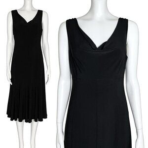 Evan Picone Black Sleeveless Midi Cocktail Dress Cowl Neck Party Sz 4 Small